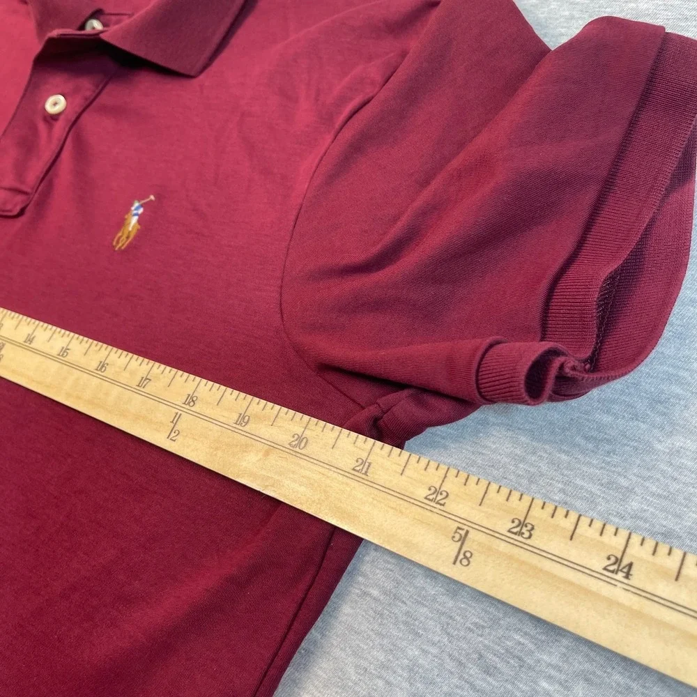 Polo Ralph Lauren Shirt Mens Medium M Burgundy Maroon Pima Soft Touch Polo Flaw